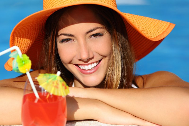 woman smiling during summer vacation