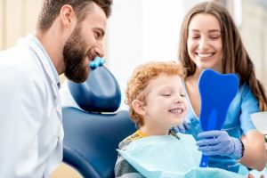 Young boy having dental checkup